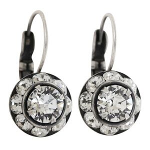 Liz Palacios Sterling Silver Plated Small Rondelle Swarovski Crystal Earrings D3